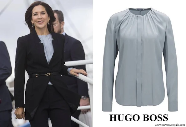 Crown Princess Mary wore Hugo Boss Banora Silk blend blouse