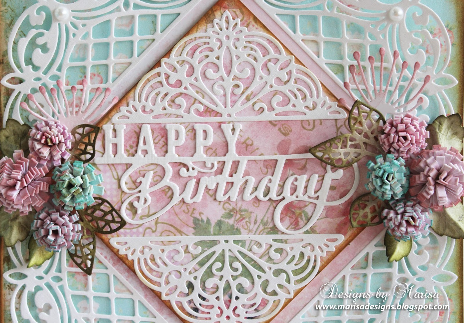 Designs by Marisa Happy Birthday Card Craft Dies by Sue Wilson