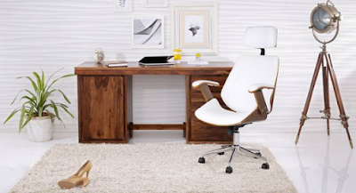 wood frame white office chair for study