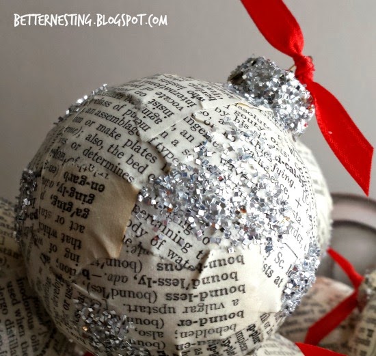Better Nesting Decoupage Dictionary Page Christmas Ornaments