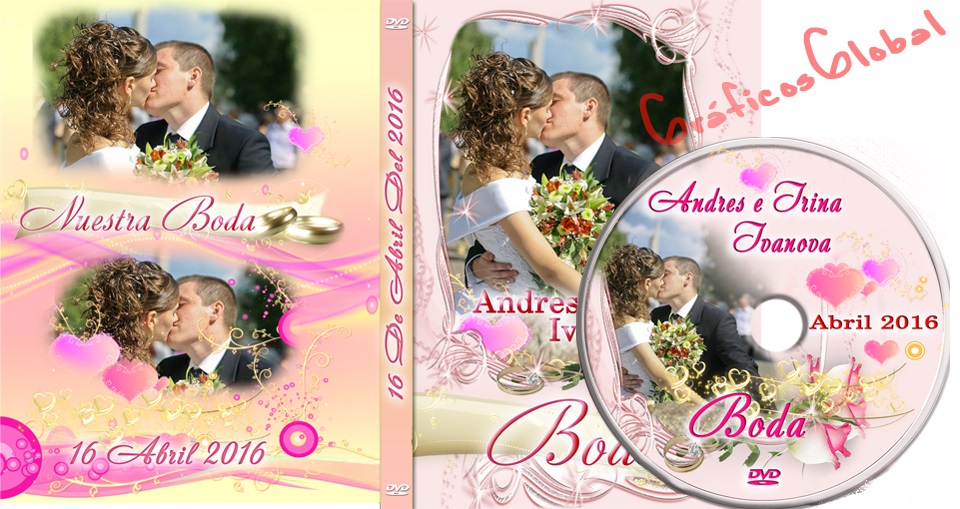 Portada para boda Plantilla para crear portada y etiqueta DVD - MATRIMONIO Diseño elegante