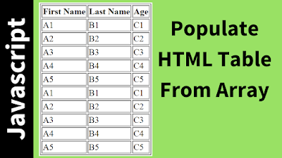 Populate HTML Table From Array Using Javascript fill an HTML table with array values in JavaScript