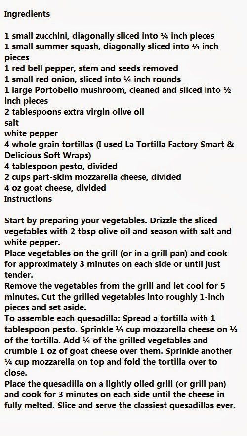Cooking Recipes: Grilled Vegetable Quesadillas with Goat Cheese and ...