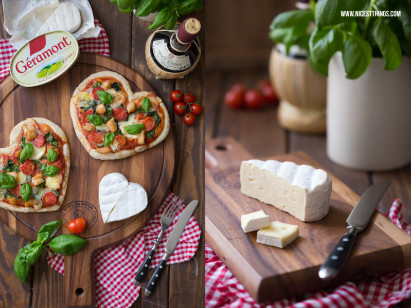 Pizza in Herzform zum Valentinstag mit Géramont