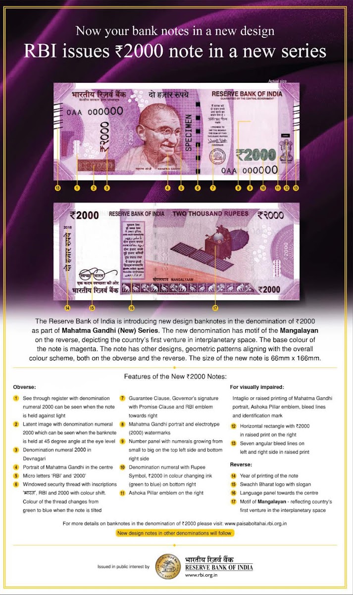 Know Major Features and Facts About New 2000 Rupees Note Issued By RBI (2016), rs 2000 notes feature odia, odisha