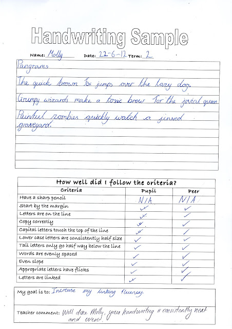 Molly's Learning Blog!: Handwriting sample