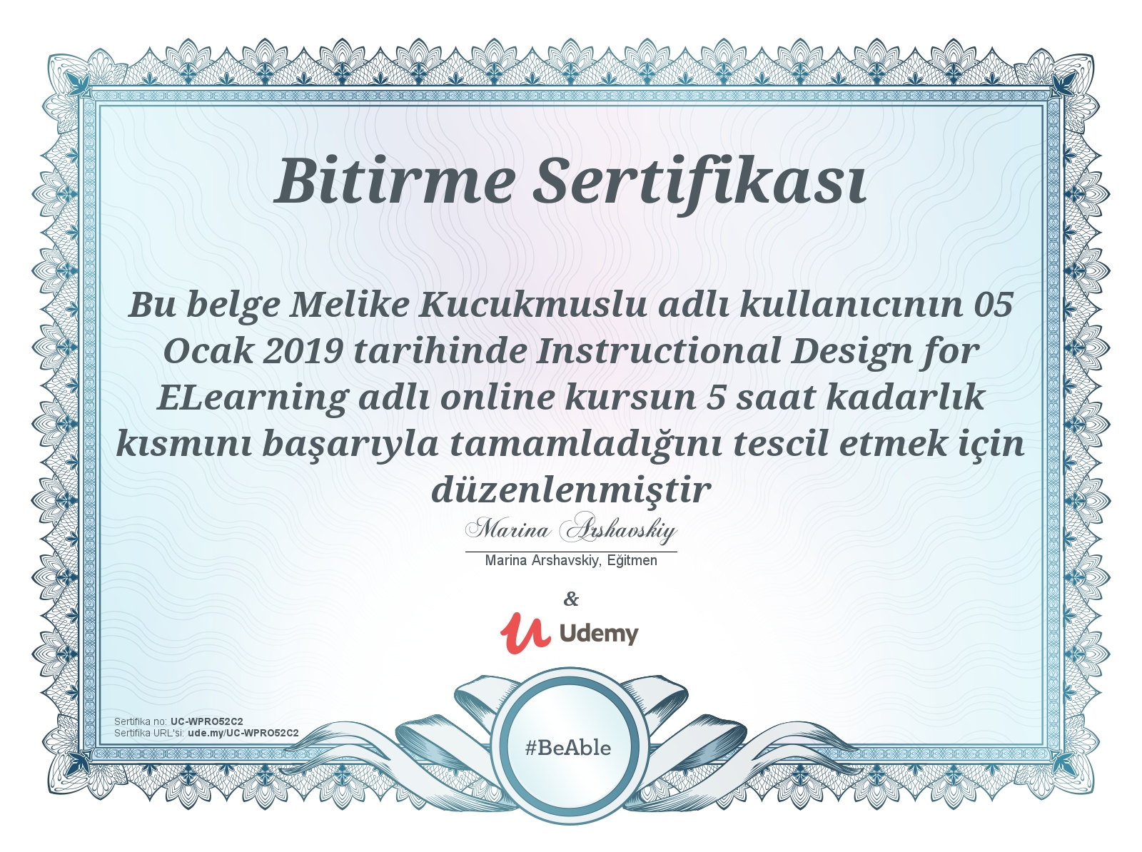 Edusadhana Certificate of Instructional Design for ELearning