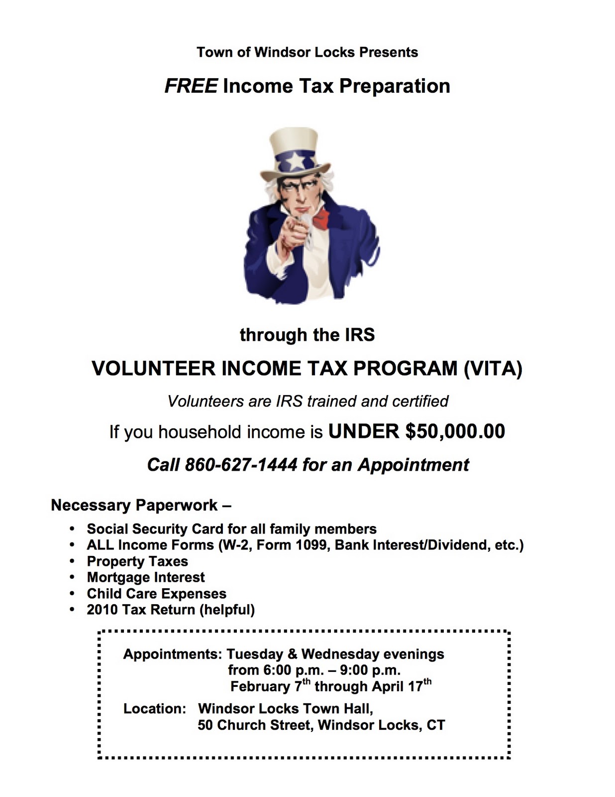 Save Windsor Locks WL FREE Tax Preparation