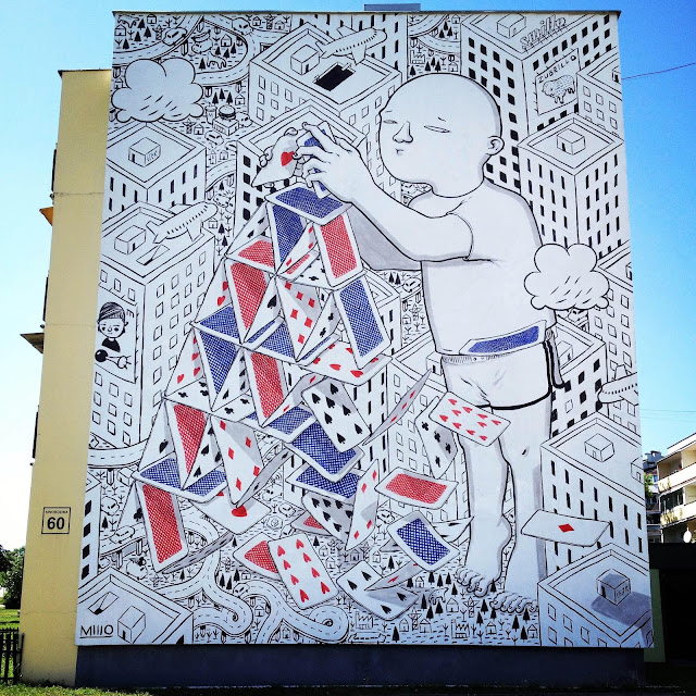 While he's usually painting in Italy, Millo is currently in Poland where he just finished a brand new piece somewhere on the streets of Bialystok.