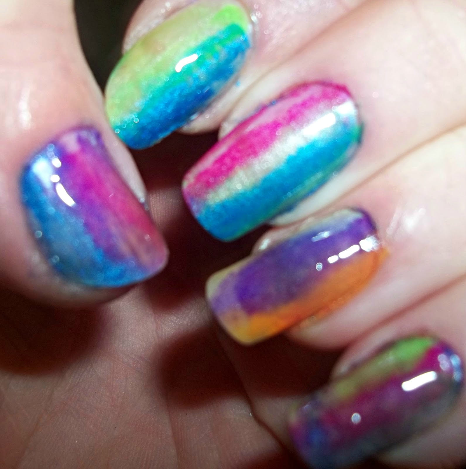 NailsnBling: Sponge Rainbow Colored Nails