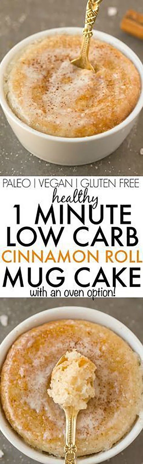 Healthy 1 Minute Low Carb Cinnamon Roll Mug Cake (Vegan + Sugar Free) Healthy 1 Minute Low Carb Cinnamon Roll Mug Cake (Vegan + Sugar Free)