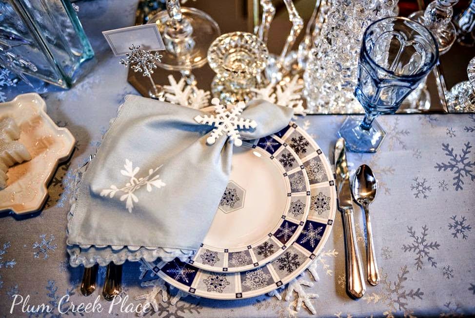 Snowflakes and Ice Winter Wonderland Tablescape - Christmas table