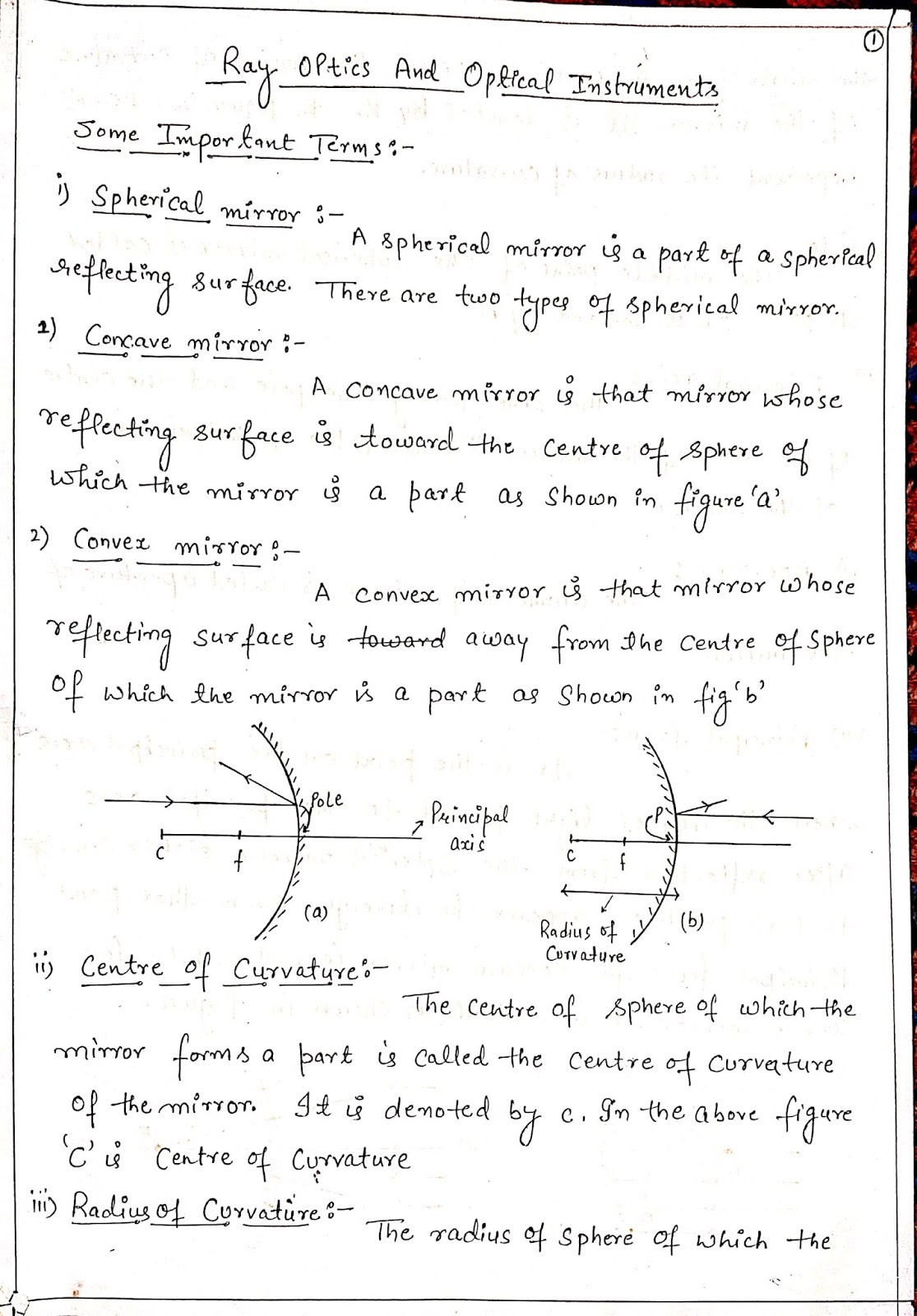 Ray Optics Handwritten Notes for 12th class physics