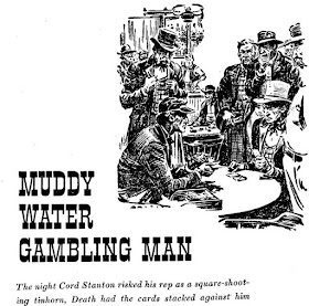Illustration for Muddy Water Gambling Man by Norman A. Fox in Western Story Annual, 1948