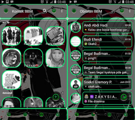 Download BBM Transparan Green Line Apk nama