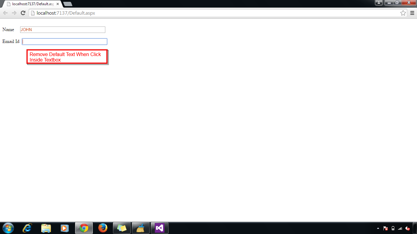 How to Clear TextBox Value When User Clicks Inside TextBox Using In Asp