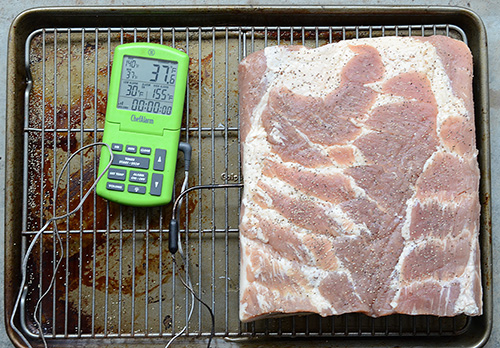 home cured bacon, homemade bacon, thermoworks chefalarm