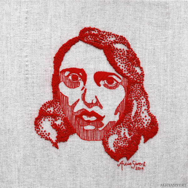 aliciasivert, alicia sivertsson, kaiserin, broderi, embroidery, art, needlework, handicraft, craft, återbruk, textil konst, french knots, franska knutar