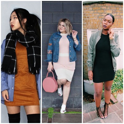 vestido colado com jaqueta jeans