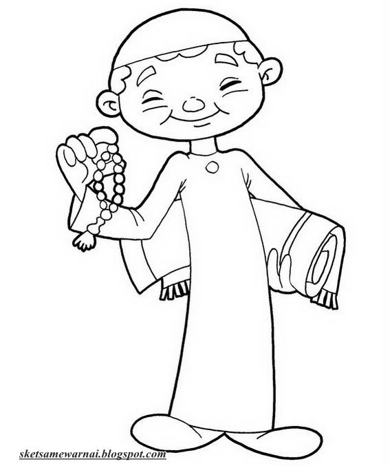Sketsa Mewarnai Gambar Anak Shaleh - Sketsa Mewarnai