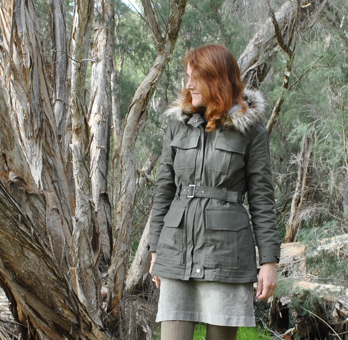 Handmade by Carolyn: Army style jacket, with detachable (faux) fur