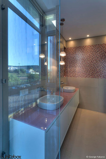 bath glass interior Stone House in Anavissos