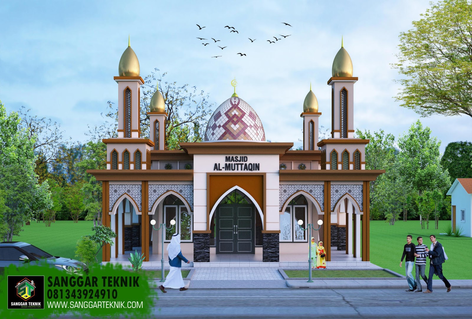  DESAIN  MASJID  MINIMALIS  MODERN 10X12 TERMASUK TERAS 