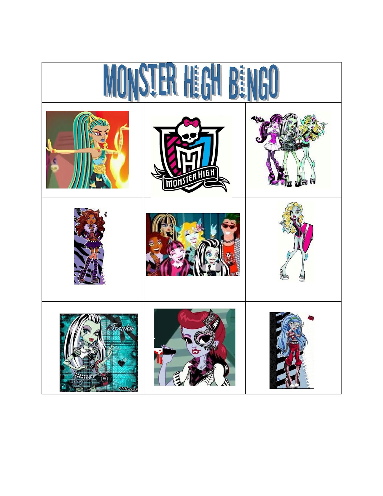 2 Adults 4 Kids 1 Geriatric Dog Chaos Or Fun MONSTER HIGH BINGO 2 Adults 4 Kids 1 Geriatric Dog Chaos Or Fun MONSTER HIGH BINGO