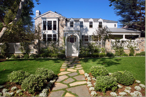 Cliffwood project - Giannetti Home Exterior of magnificent traditional white Brentwood California home by Steve Giannetti