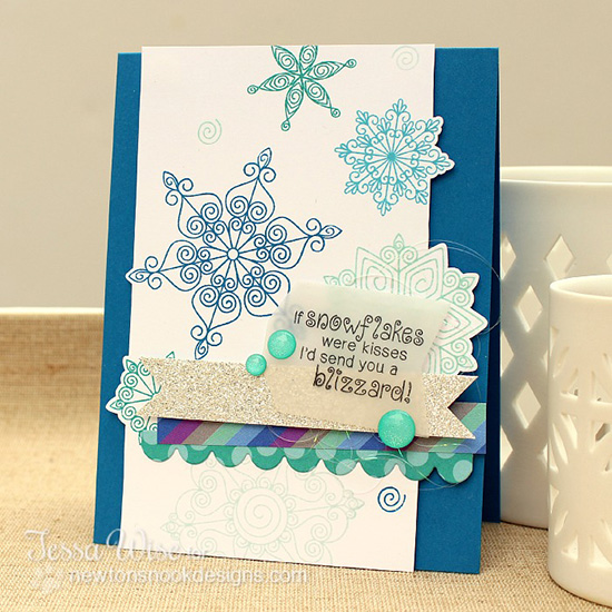 Snowflake Card by Tessa Wise for Newton's Nook Designs | Beautiful Blizzard Stamp Set