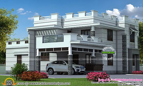 Decorative flat roof home Decorative flat roof home