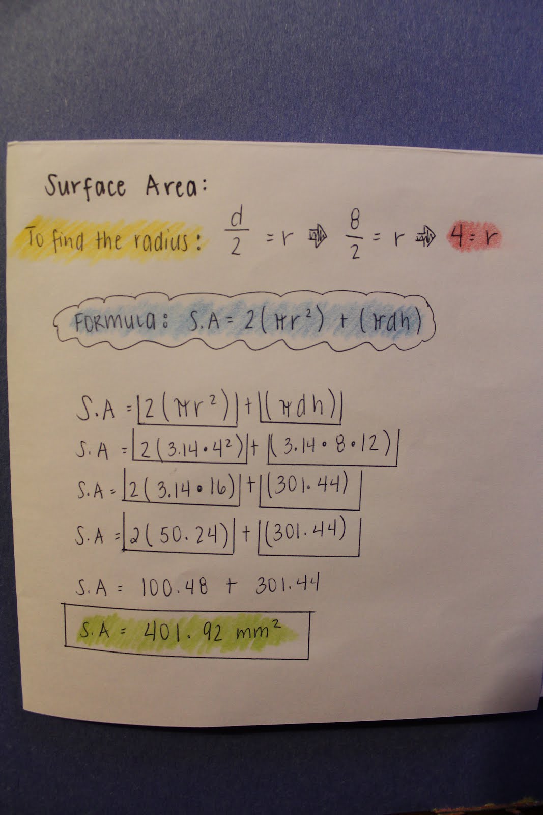 873 Math Blog (2011): Tinille's Surface Area and Volume Post