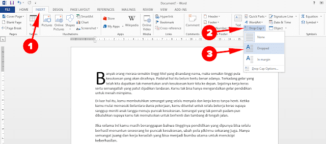 Membuat Teks Drop Cap di Microsoft Word Membuat Teks Drop Cap di Microsoft Word