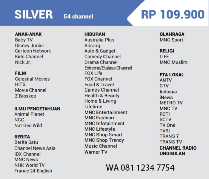 PAKET PROMO INDOVISION: TOP TV | PAKET SILVER
