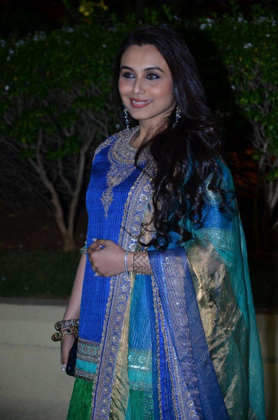 Rani Mukerji Photos At Wedding Reception In Blue Dress Tollywood