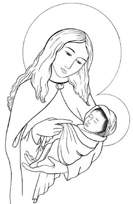Virgen María y el niño Jesús colorear