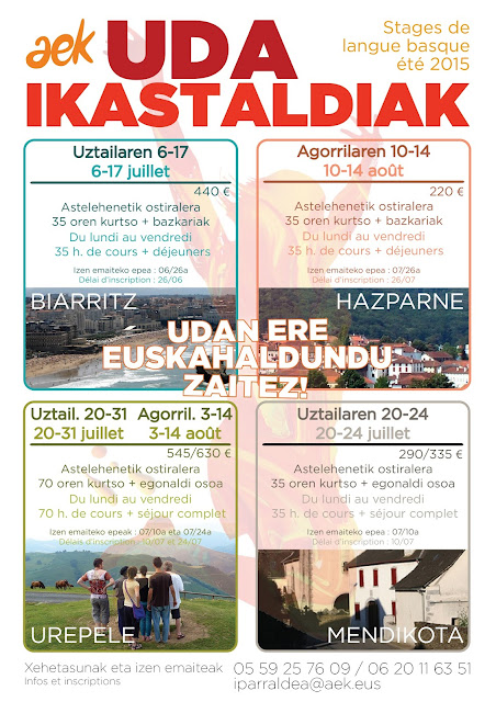 Stages de langue basque été 2015