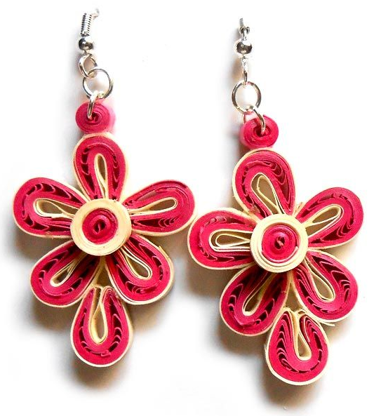 Trendy Long and Small Flower Quilling Paper Earrings For Kids - Quilling designs
