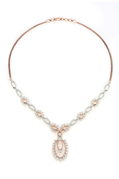 Entice Alina Collection_ All diamond necklace in rose gold Entice Alina Collection_ All diamond necklace in rose gold