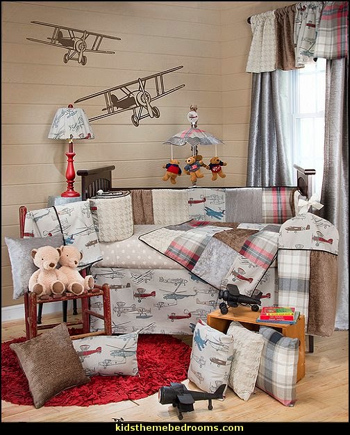 Vintage Airplane Nursery Decorating Ideas airplane theme bedroom - Aviation themed bedroom ideas - airplane bed - airplane murals - airplane room decor - Airplane rooms - airplane theme beds - airplane decor
