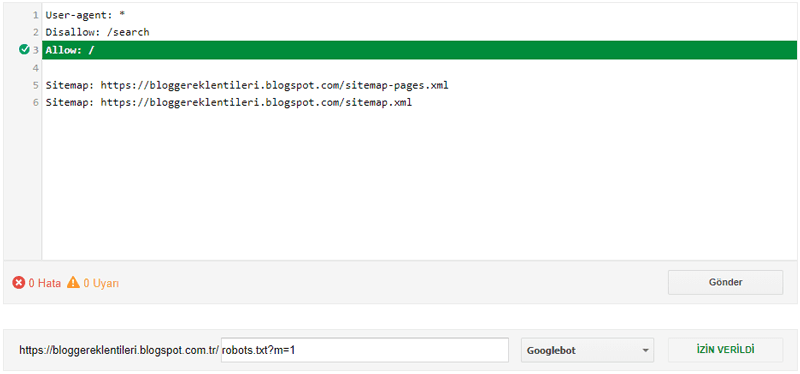 robots.txt Test Aracı robots.txt Test Aracı