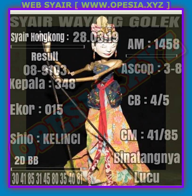 Kode Syair hongkong Kamis 28 Maret 2019 GOsyair SEDIA
