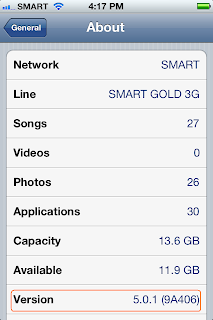 The iPhone 4S firmware version found in Settings > General > About.