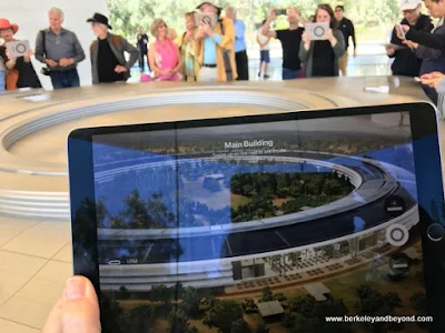 iPads allow viewing augmented reality at Apple Park Visitor Center in Cupertino, California
