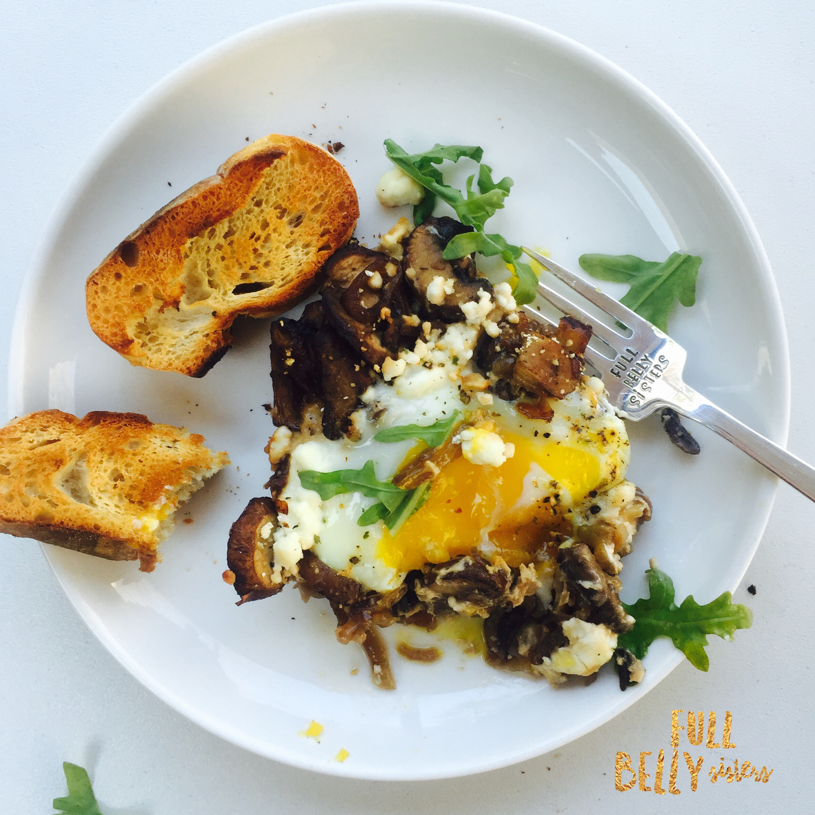 Mushroom Goat Cheese Baked Eggs