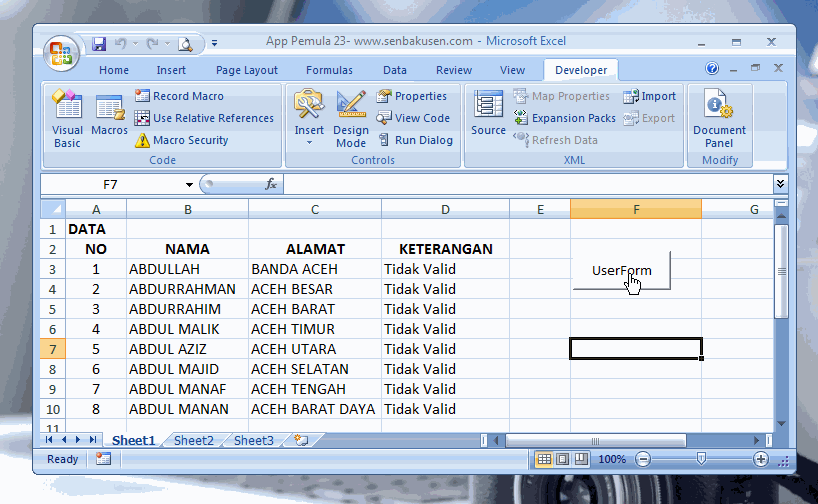 Vba Excel Pemula 23 Pengenalan Checkbox Control Melalui Userform