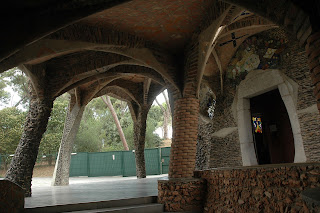 the porch of the crypt, antoni gaudí, colony güell, barcelona