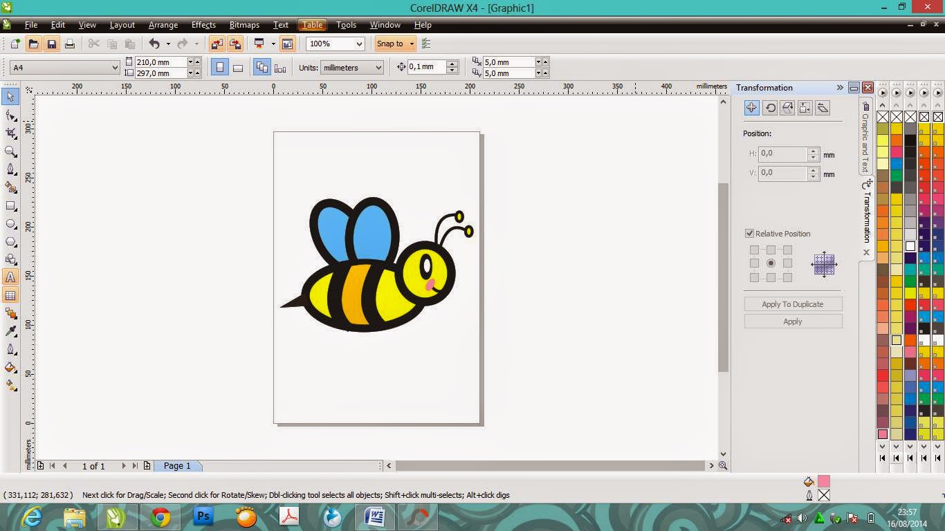 mellinda: Cara membuat lebah kartun di Corel Draw x4