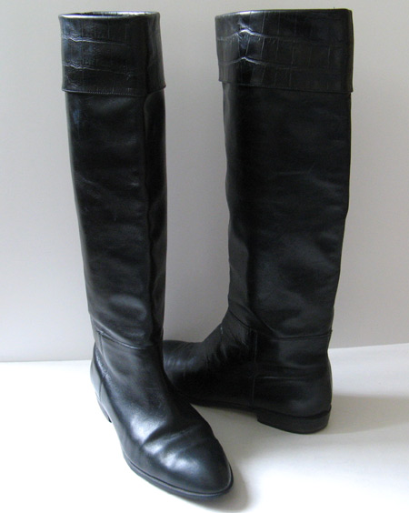 BLACK LEATHER ITALIAN RIDING BOOTS WOMENS SIZE 8