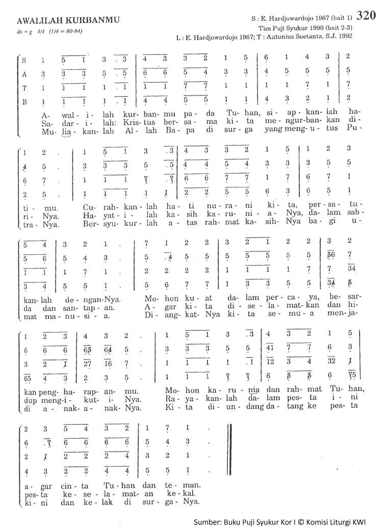 Lirik dan Chord Lagu Awalilah Kurbanmu PS. 320 Madah